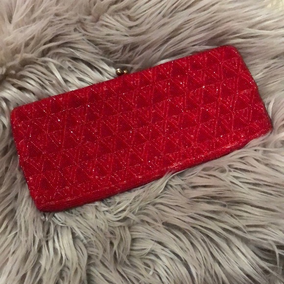 Vintage Beaded Clutch/Crossbody Bag-Red-10x4.5-Gorgeous-Holiday Must Have - Picture 5 of 17